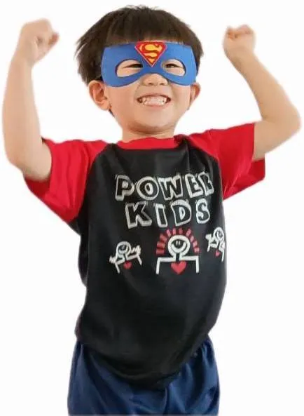 Masked student posing as a superhero